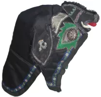 232 Black Silk Elephant with Embroidered Nose