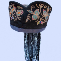 529 Black Silk Dog Earred Hat