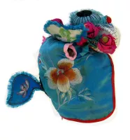 562 Lively Blue Silk Dragon with Flowers Han Chinese Hat