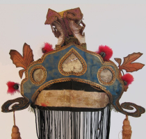 580 Blue Silk Crown Child's Scholars Hat with Fish