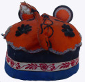 693 Friendly Orange Silk Tiger Chinese Child's Hat