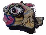 702 Yellow Silk Ink-Drawn Tiger Chinese Child's Hat