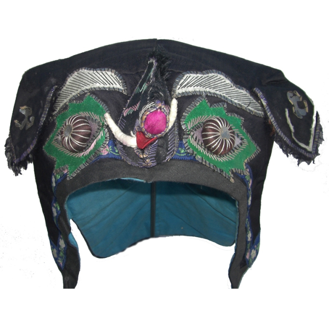 232 Black Silk Elephant with Embroidered Nose