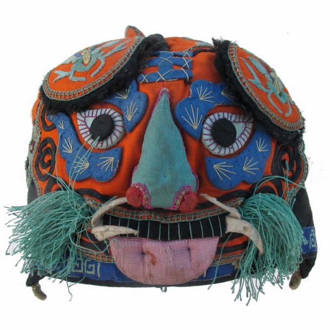 546 Embroidered Han Chinese Orange Tiger Hat