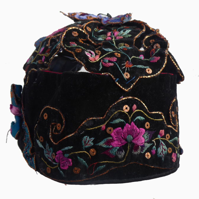 750 Miao Minority Girls Black Velvet Hat
