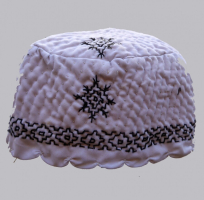 661 Hui Minority White Cotton Quilted Skull Cap