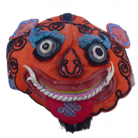 697 Happy Orange Chinese Tiger Hat with Longevity Knot