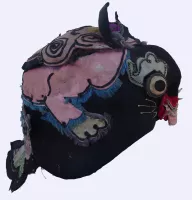 698 Antique Pink Brocade Tiger Hat with Mice in Ears