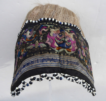 740 Rare Antique Yao Horsehair Embroidered Hat