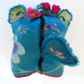 562 Lively Blue Silk Dragon with Flowers Han Chinese Hat