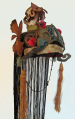 580 Blue Silk Crown Child's Scholars Hat with Fish