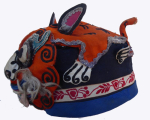 693 Friendly Orange Silk Tiger Chinese Child's Hat