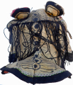 702 Yellow Silk Ink-Drawn Tiger Chinese Child's Hat