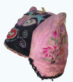 707 Pink Brocade Black-Faced Tiger Bai Minority Hat