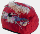 726 Embroidered Red Silk Songtao Miao Dog Style Child's Hat