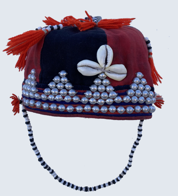 780 Red Dao Traditional Boys Cap with Cowrie Shells