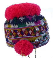 736 Colorful Yao Child's Embroidered Hat Thailand