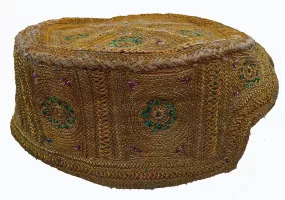 755  Golden Thread Embroidered Traditional Skullcap Balochistan, Pakistan