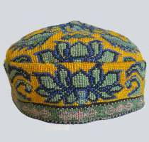 768 Shehri Sabz Uzbekistan Iroki Silk Embroidered Skull Cap