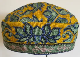 768 Shehri Sabz Uzbekistan Iroki Silk Embroidered Skull Cap