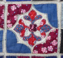 Blq 392 Charming Zhuang Minority Vintage Pieced Dowry Quilt Top